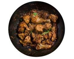 poulet karahi, poulet kadahi Haut vue avec blanc Contexte photo