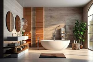 ai génératif photo de une luxe moderne conception salle de bains