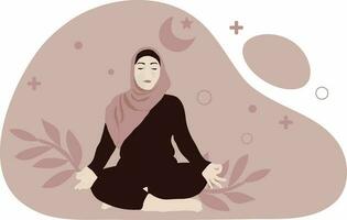 musulman femmes pratiquant yoga méditation vecteur illustration photo
