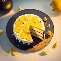 3d le rendu réaliste Chocolat citron gâteau. génératif ai photo