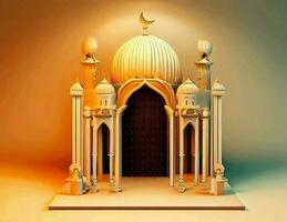 ai produire photo 3d illustration de une mosquée avec une porte dans le milieu