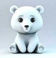 ai produire photo 3d rendre de une mignonne polaire ours, produit conception