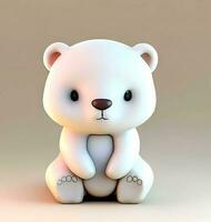 ai produire photo 3d rendre de une mignonne polaire ours, produit conception