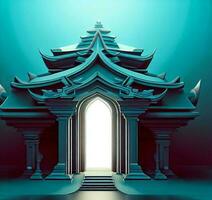 ai produire photo 3d illustration de une temple avec une porte dans le milieu