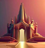 ai produire photo 3d illustration de une temple avec une porte dans le milieu