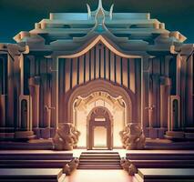 ai produire photo 3d illustration de une temple avec une porte dans le milieu