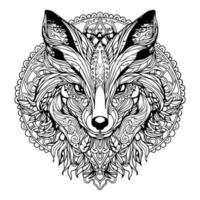Loup tête ligne art coloration page illustration photo