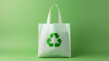 éco recycler sac arrière-plan, non Plastique sac concept, Arrêtez en utilisant jetable emballer. génératif ai photo