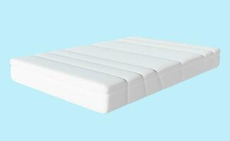 blanc matelas pour confort sommeil isolé sur bleu Contexte. 3d rendre illustration, coupure chemin photo