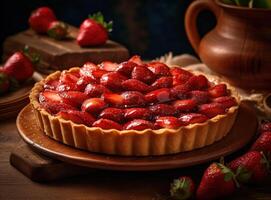 fraise Tarte. illustration ai génératif photo