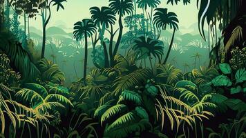 botanique jungle numérique impression fond d'écran Caractéristiques une parfait tropical forêt paysage photo