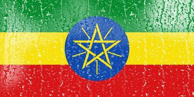 3d drapeau de Ethiopie sur une verre photo