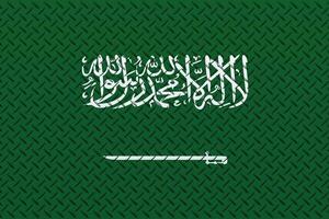 3d drapeau de saoudien Saoudite sur une métal mur Contexte. photo