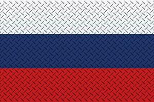 3d drapeau de Russie sur une métal mur Contexte. photo