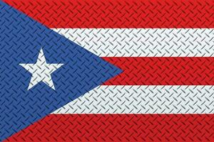 3d drapeau de puerto rico sur une métal mur Contexte. photo