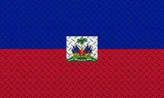 3d drapeau de Haïti sur une métal mur Contexte. photo