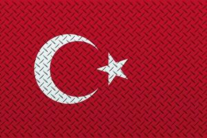 3d drapeau de turkiye sur une métal mur Contexte. photo