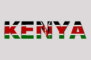 3d drapeau de Kenya sur une texte Contexte. photo