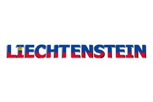 3d drapeau de Liechtenstein sur une texte Contexte. photo