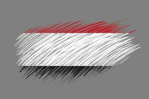 3d drapeau de Yémen sur ancien style brosse Contexte. photo