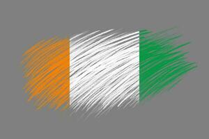 3d drapeau de Ivoire côte sur ancien style brosse Contexte. photo