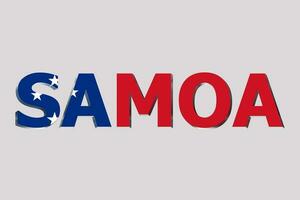 3d drapeau de samoa sur une texte Contexte. photo