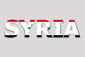 3d drapeau de Syrie sur une texte Contexte. photo