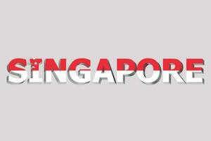 3d drapeau de Singapour sur une texte Contexte. photo