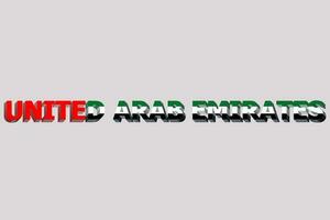 3d drapeau de uni arabe émirats sur une texte Contexte. photo