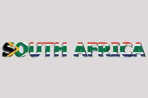 3d drapeau de Sud Afrique sur une texte Contexte. photo