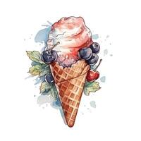 aquarelle illustration la glace crème. génératif ai photo