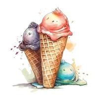 aquarelle illustration la glace crème. génératif ai photo