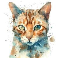 aquarelle portrait de une chat. esquisser style illustration. pour création affiches, autocollants, cartes postales, impressions, sublimations. ai généré photo