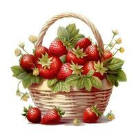 panier de des fraises aquarelle style photo