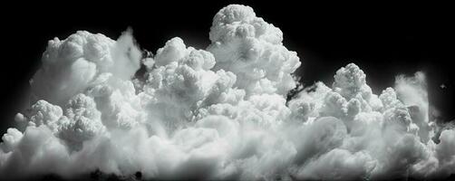 panorama blanc nuage sur noir Contexte. large ciel et des nuages foncé Ton établi avec génératif ai La technologie photo