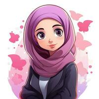 islamique fille avec une Contexte de aimer, généré par ai photo