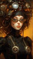 une portrait de un attrayant steampunk style femme photo