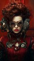 une portrait de un attrayant steampunk style femme photo