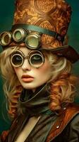 une portrait de un attrayant steampunk style femme photo