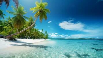 magnifique plage avec clair mer et bleu ciel sur ensoleillé journée. génératif ai photo