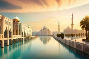 3d illustration de très magnifique mosquée, ai produire photo