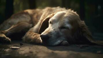 une chien fonctionnement dans ses sommeil pattes secousses et queue remuer photo