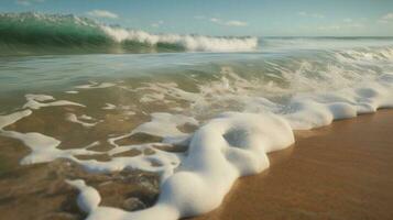 une vague rupture sur une tranquille plage photo