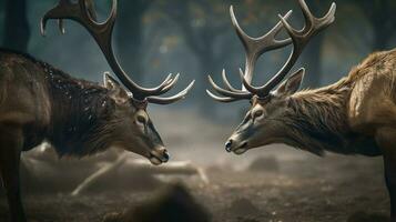 le choc de bois comme deux cerfs duel pour dominance photo