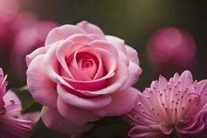 proche en haut de une magnifique épanouissement Rose. ai produire photo