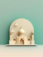 islamique mignonne 3d mosquée pour Ramadan et eid salutation Contexte ai génératif photo