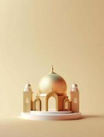 islamique mignonne 3d mosquée pour Ramadan et eid salutation Contexte ai génératif photo