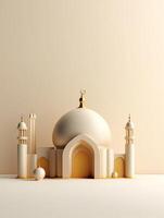 islamique mignonne 3d mosquée pour Ramadan et eid salutation Contexte ai génératif photo