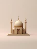 islamique mignonne 3d mosquée pour Ramadan et eid salutation Contexte ai génératif photo