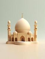 islamique mignonne 3d mosquée pour Ramadan et eid salutation Contexte ai génératif photo